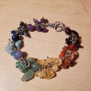 Chakra Gemstone Chip Charm Bracelet